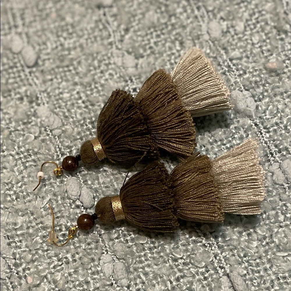 Layers of Green Fringed Earrings.